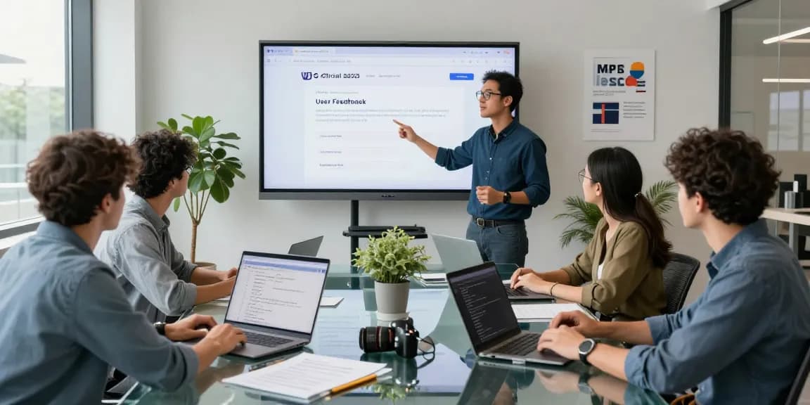 Team collaborating on the WPS Official Website interface in a modern office environment.