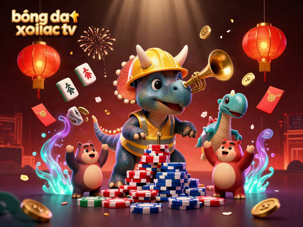 Experience the thrill of bóng đá trực tuyến xoilac tv with vibrant casino-themed characters and festive elements.