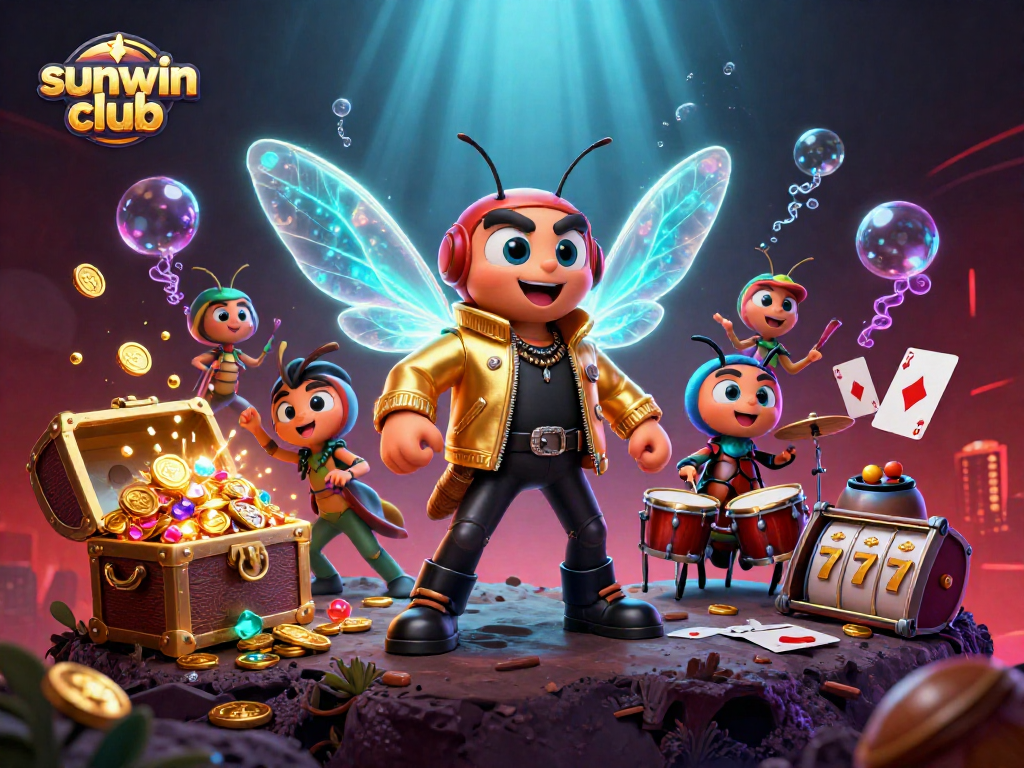 Experience the excitement of sunwin club with vibrant casino elements in a lively underwater scene.