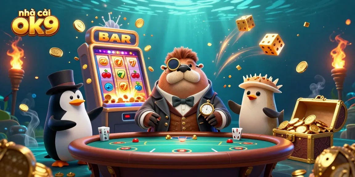 Experience the thrill of nhả cái ok9 with a vibrant underwater casino scene showcasing fun characters and elements.